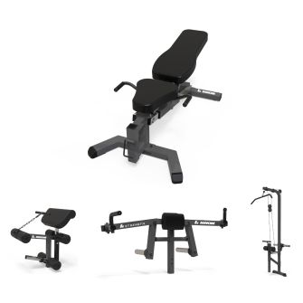 Binom Strength BS58 Banco Ajustável + Pec Fly + extensão de perna / rosca bíceps + Polia